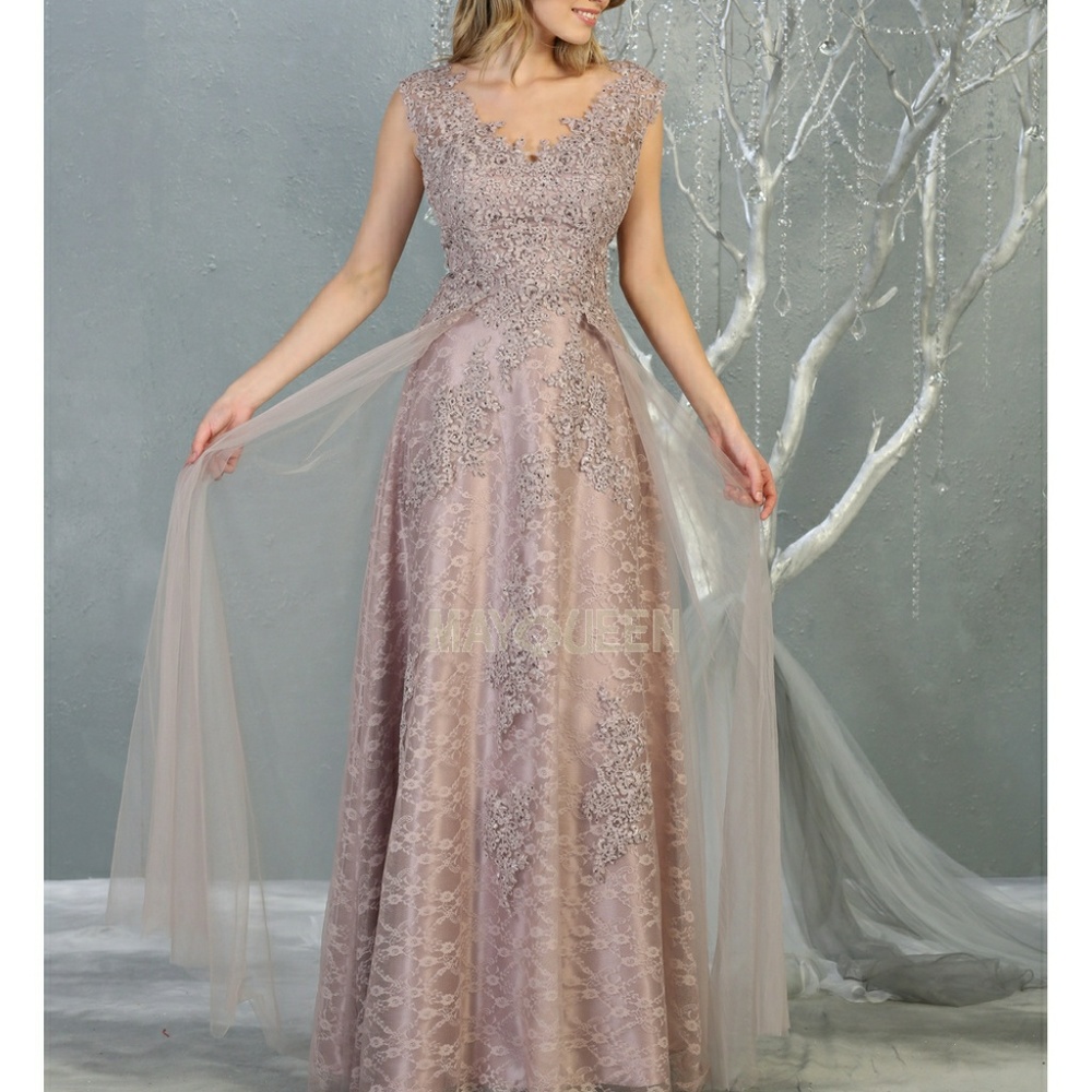 Burgundy, blue + other Colors formal evening gown beaded - Picture 4 of 7